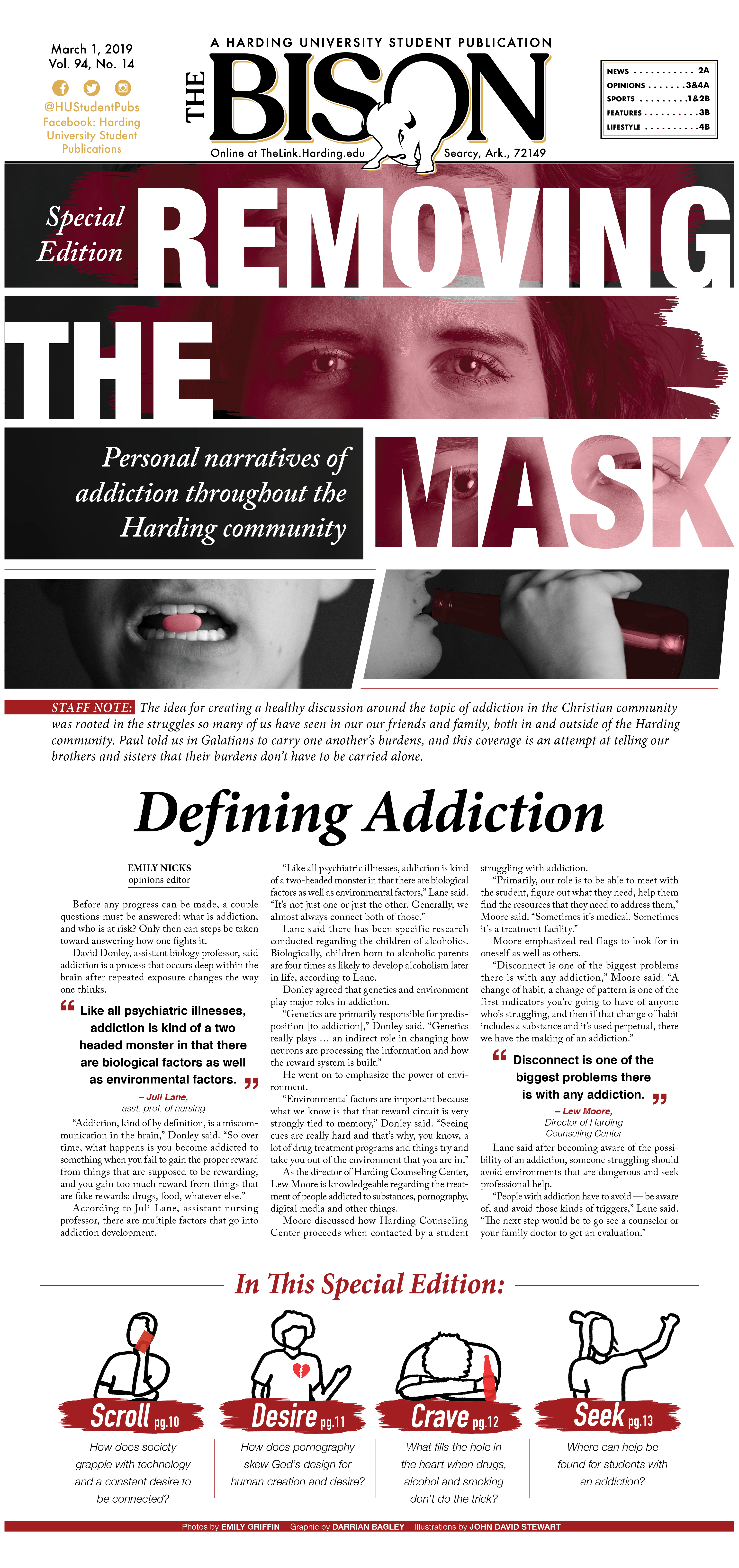 Front page of the "Removing the Mask" special edition of The Bison Newspaper.